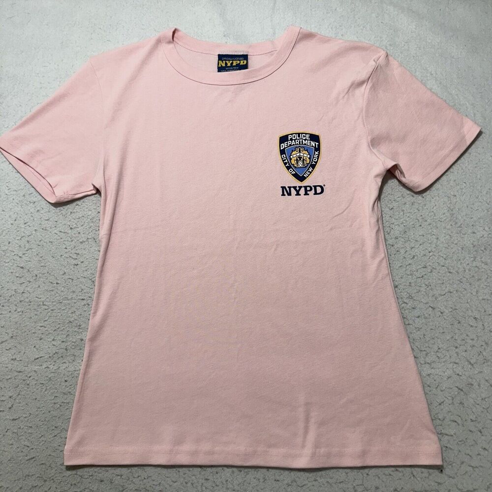 NYPD Women's Large Short Sleeve Logo T Shirt Pink Officially Licensed NYC Tee
